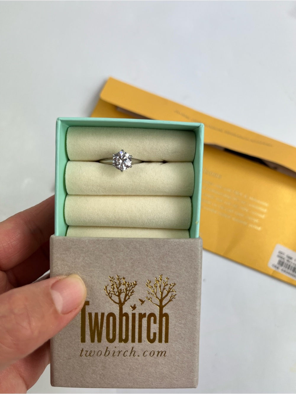 Twobirch 925 Sterling Silver Ring RS 7.5mm 1.5ct D 8H8A Moissanite #4.5